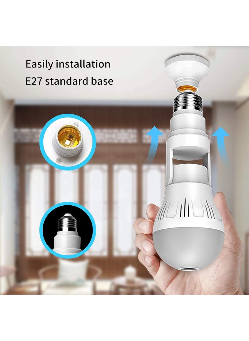 SIOVS HD Wireless Bulb 360 IP WiFi Camera 5mp Fisheye Vision Remoting Monitoring Home Office Security Camera Led Bulb Light