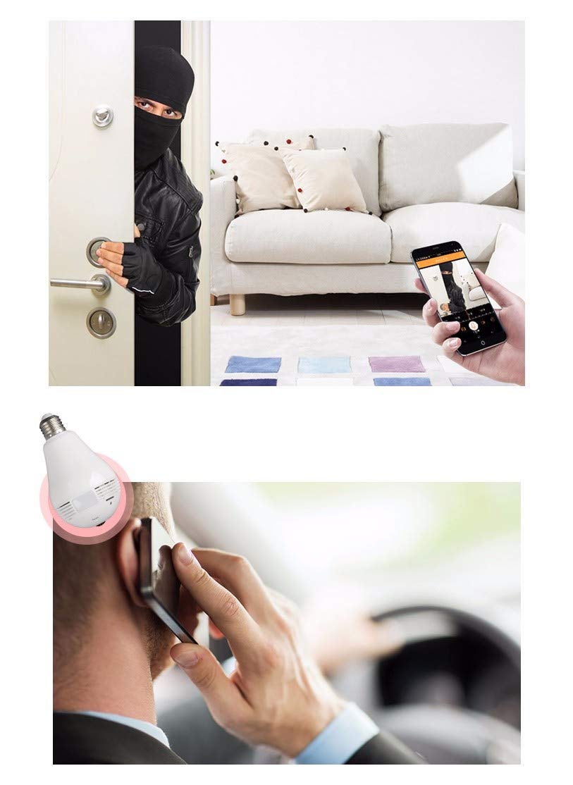 MatLogix Dual Lens Smart CCTV Camera WiFi IP Home Security Camera Double Side View Rotating Pan Tilt 2 Way Talk Auto Tracking Motion Detection Indoor CCTV IP Camera Bulb Camera