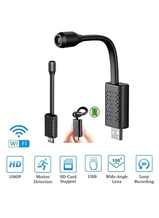 GREENEYE TECHNOLOGY CCTV Camera Mini USB Hidden Camera Spy WiFi Security Camera HD Wireless Body Cam with USB Universal Interface Cloud Storage Window Pc Spy Camera 64 GB 1 Channel