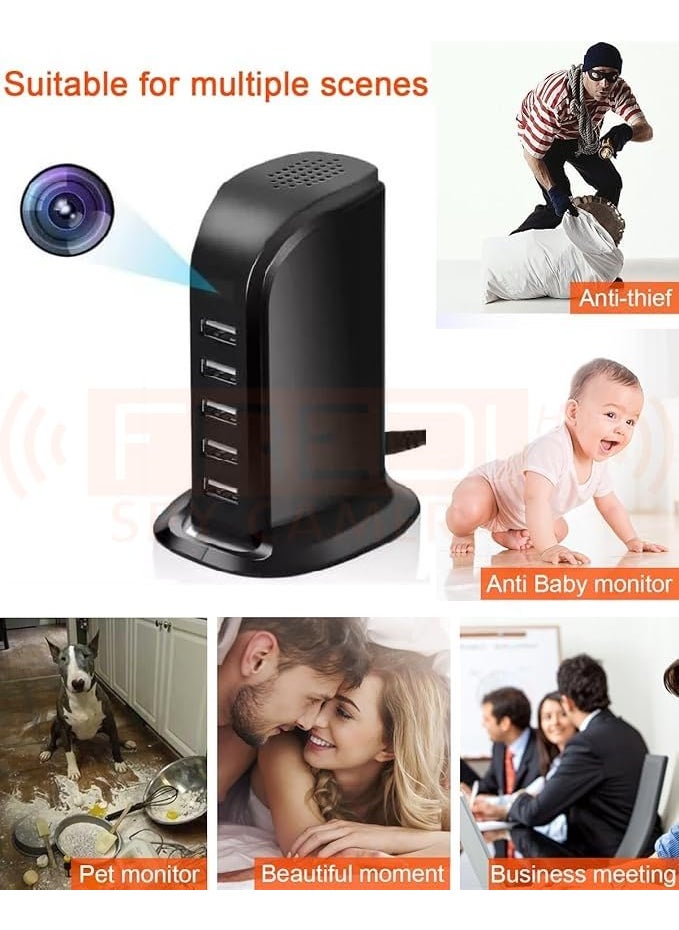 FREDI HD PLUS WiFi Camera Wireless USB Charger Hidden Camera 5 Port USB Hub Covert Nanny Cam 1080P HD Hidden Camera for Office