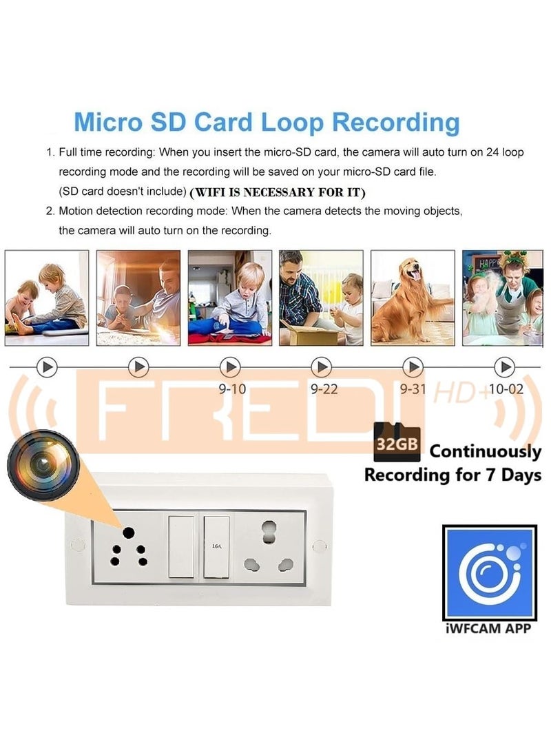 FREDI HD PLUS WiFi Modular Switch Socket Camera 1080P Full HD Resolution Audio Video Recording Camera Nanny Hidden Camera Indoor Security Hidden Camera iWFCam APP