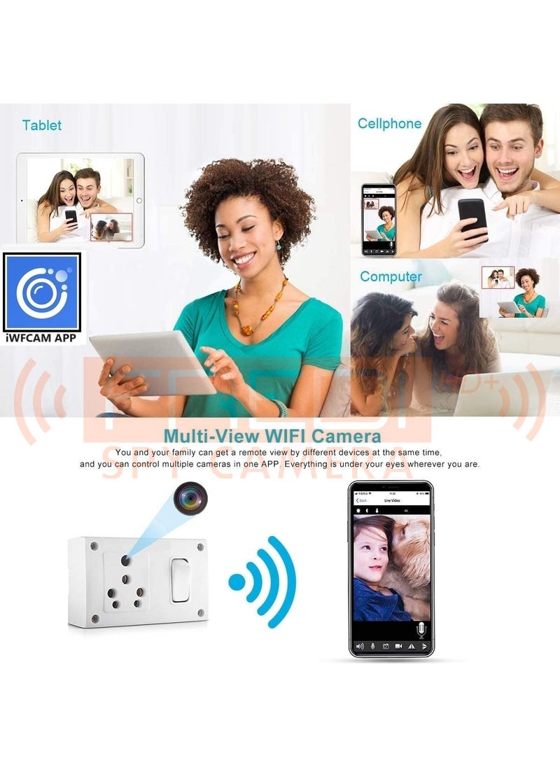FREDI HD PLUS 4K WiFi Switch Socket Full HD Audio Video Recording Camera 24 Hours Watch Live Home and Office Security Camera iWFCam APP Hidden Camera