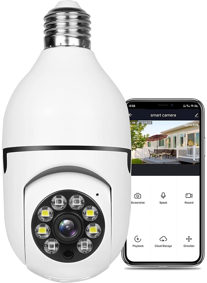 MatLogix WiFi Camera CCTV Camera 1080p Wireless PTZ Bulb Shape V380 Pro Indoor 360 Smart Home Security Camera Light Vision 24x7 Continuous Recording with Motion Sensor LED Light