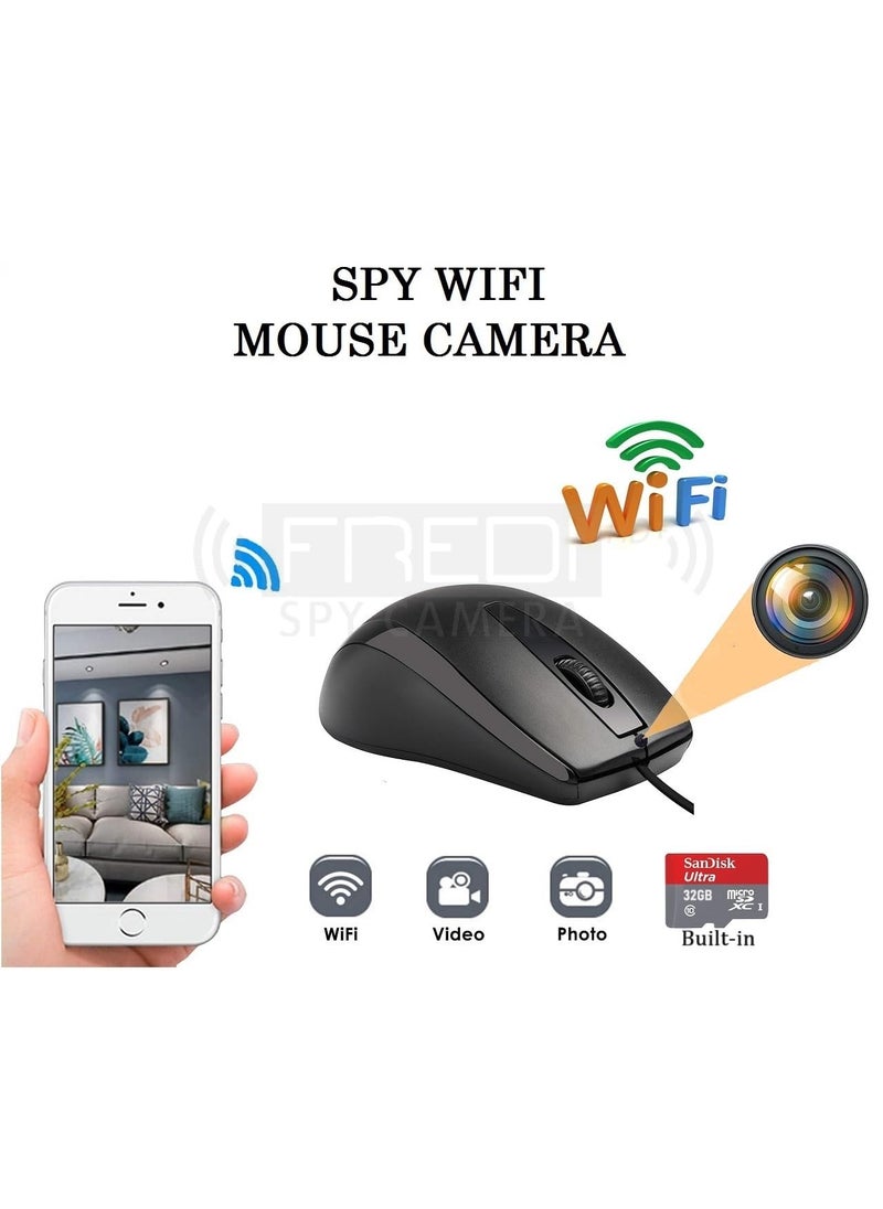 FREDI HD PLUS WiFi Mouse Camera HD Audio Video Recording Small Surveillance Indoor Security Camera for Home Office Hidden with Inbuilt 32GB SD Card iWFCam APP