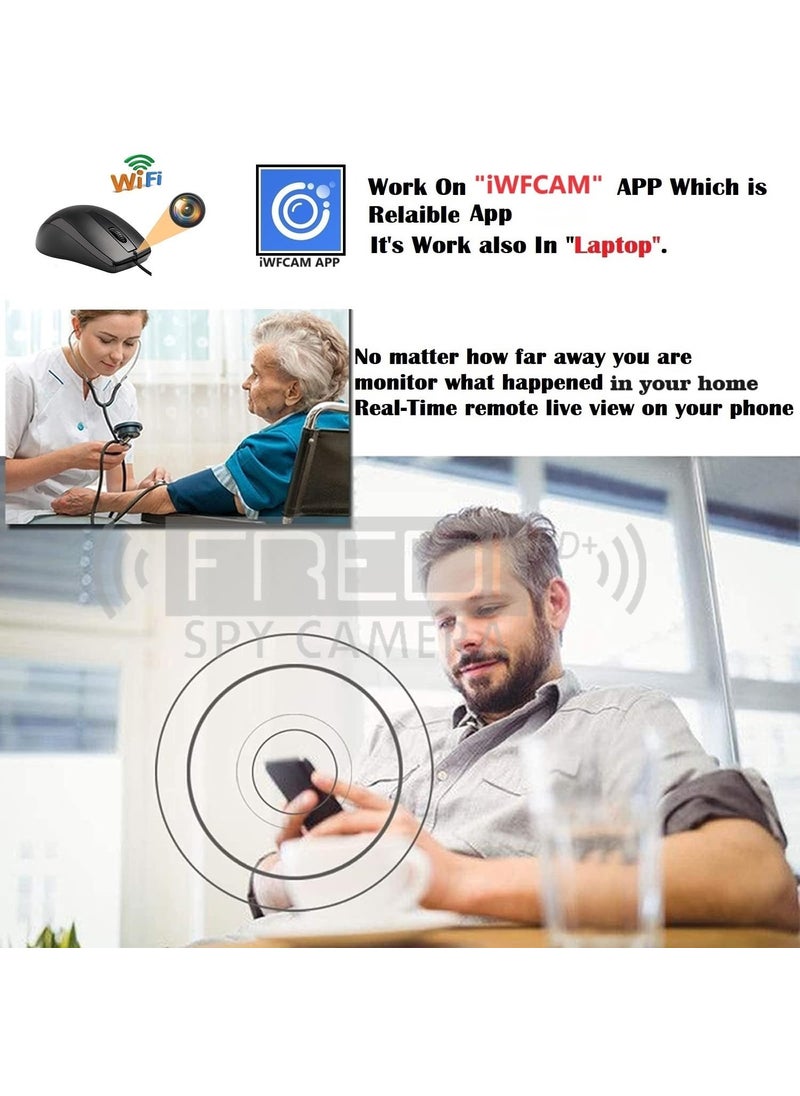 FREDI HD PLUS WiFi Mouse Camera HD Audio Video Recording Small Surveillance Indoor Security Camera for Home Office Hidden with Inbuilt 32GB SD Card iWFCam APP