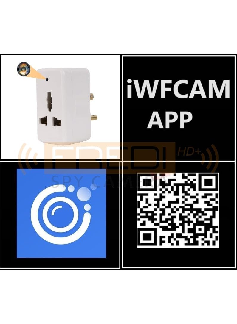 FREDI HD PLUS WiFi Mini Multi Plug Hidden Camera with 32GB MicroSD Card Inbuilt Indoor Security Camera