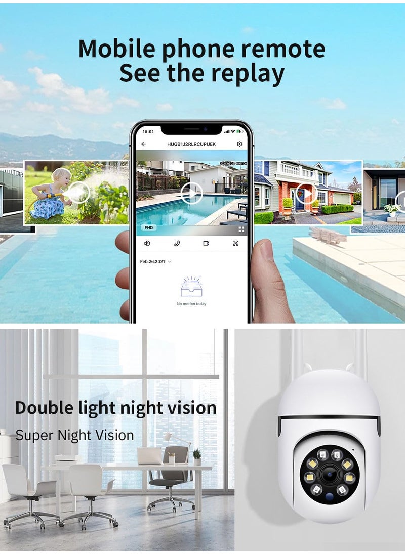 OneXsale 1080p HD WiFi Wireless IP CCTV Camera Mini Dome PTZ with 360 Coverage Remote Viewing and Live Streaming V380 Pro