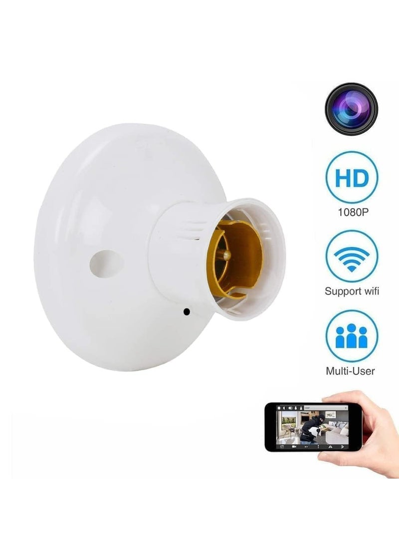 GARYVIZ Mini 3 MP Full HD Smart Wifi CCTV Camera Bulb White Holder Camera