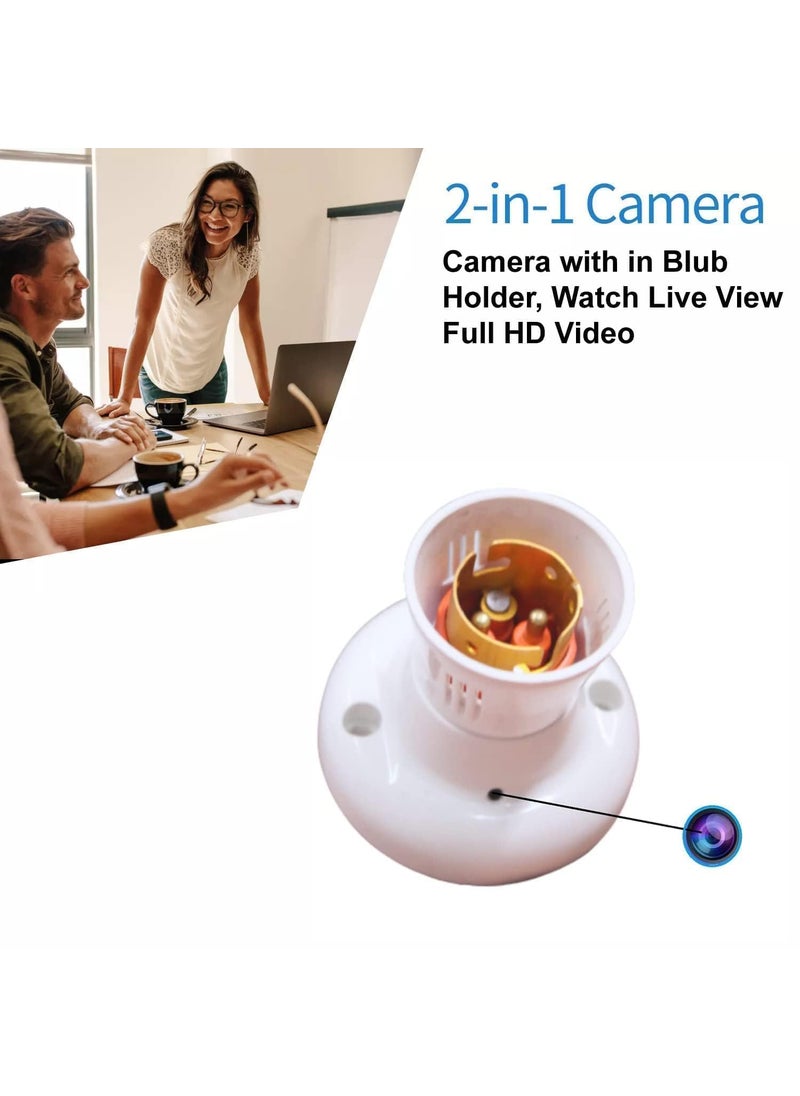 GARYVIZ Mini 3 MP Full HD Smart Wifi CCTV Camera Bulb White Holder Camera