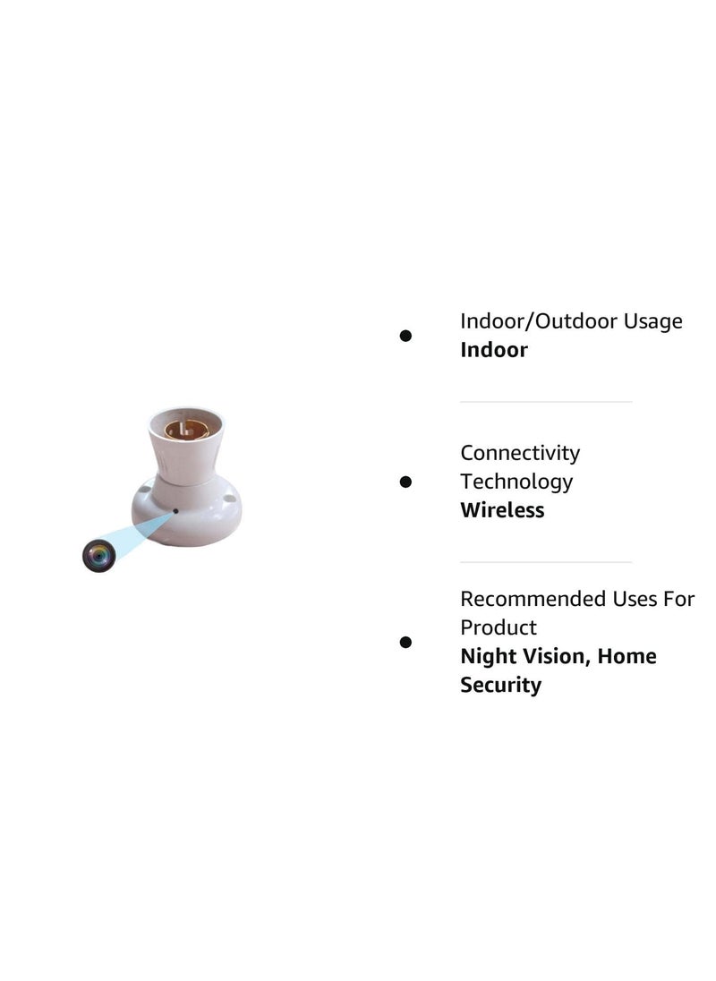 GARYVIZ Mini 3 MP Full HD Smart Wifi CCTV Camera Bulb White Holder Camera