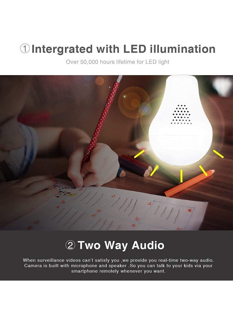 STELO 1080p Full HD Fisheye 360 Degree Smart WiFi Wireless Light Bulb Security Camera Panoramic Security Bulb Camera