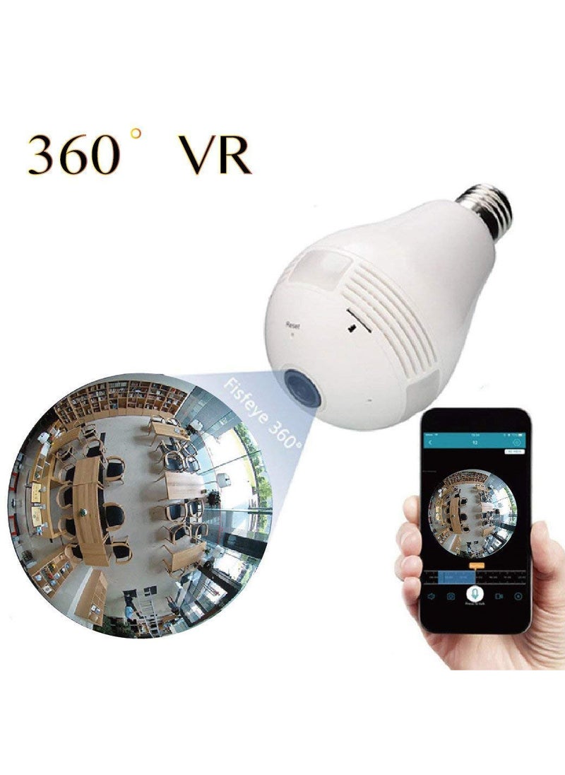 STELO 1080p Full HD Fisheye 360 Degree Smart WiFi Wireless Light Bulb Security Camera Panoramic Security Bulb Camera