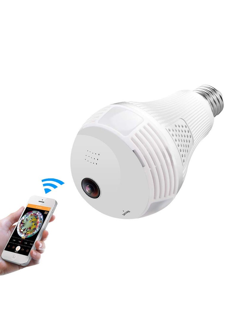STELO 1080p Full HD Fisheye 360 Degree Smart WiFi Wireless Light Bulb Security Camera Panoramic Security Bulb Camera