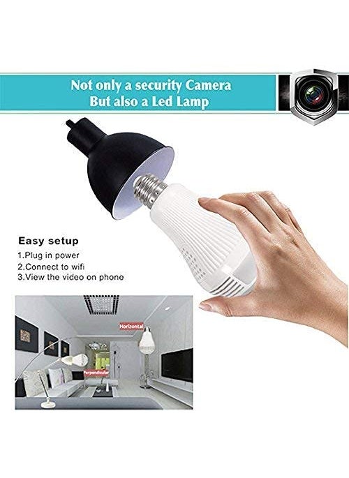 STELO 1080p Full HD Fisheye 360 Degree Smart WiFi Wireless Light Bulb Security Camera Panoramic Security Bulb Camera