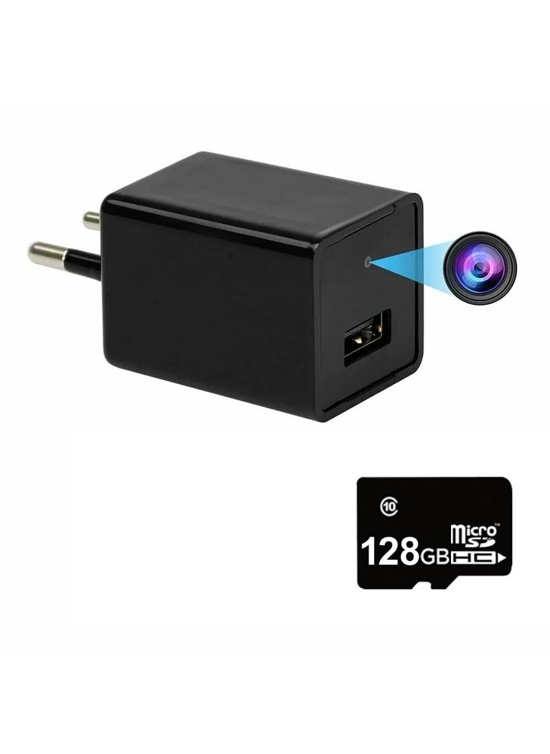 TECHNOVIEW Wired 1080p Full HD Camera Work 24 Hours with Power Audio and Video Recording Charger with 128GB SD Card No WiFi Needed