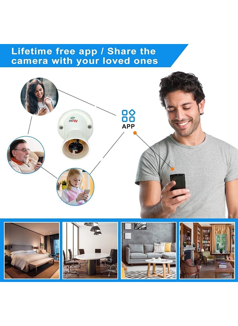 CAMLEIGH Small Holder Camera Night Vision 1080p WiFi Full HD Video Recording Watch Live Anywhere Anytime Holder Camera White