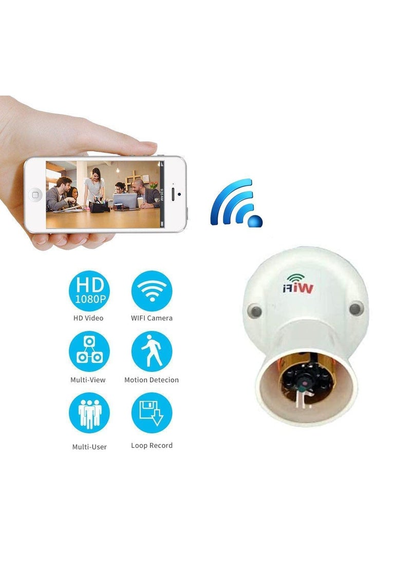 CAMLEIGH Small Holder Camera Night Vision 1080p WiFi Full HD Video Recording Watch Live Anywhere Anytime Holder Camera White