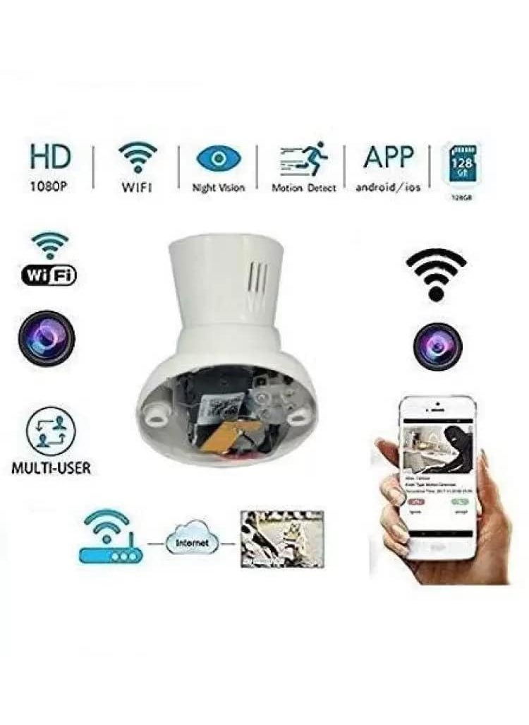 CAMLEIGH Small Holder Camera Night Vision 1080p WiFi Full HD Video Recording Watch Live Anywhere Anytime Holder Camera White