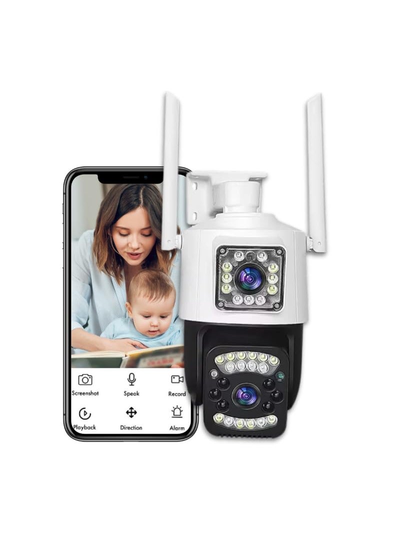 OneXsale Dual Lens 5MP PTZ Wireless Security Camera System 4K Security Camera Wireless Outdoor with 5X Zoom Auto Tracking Human Detection Spotlight 10CH NVR for 247 Recording