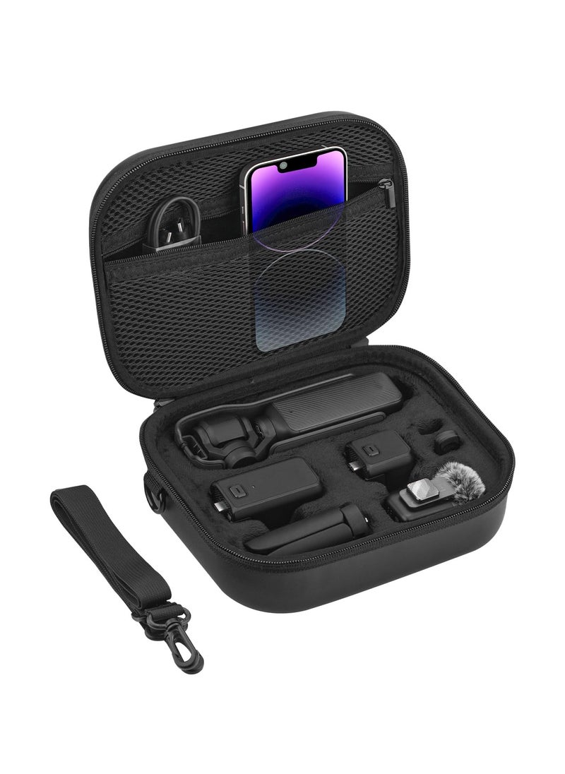 Hard Shell Carrying Case for Osmo Pocket 3, Portable PU Protective Bag for DJI Osmo Pocket 3 Creator Combo Camera Accessories with Shoulder Strap