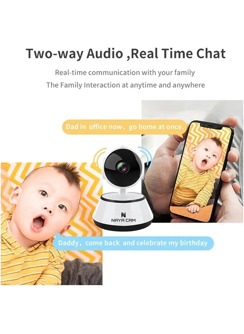Naya Cam 2MP 355 Indoor WiFi PTZ Security Camera 6 IR LEDs Live Monitoring TwoWay Audio Infrared Night Vision IR Cut Filter SD Card Recording Builtin Alarm MultiUser Support