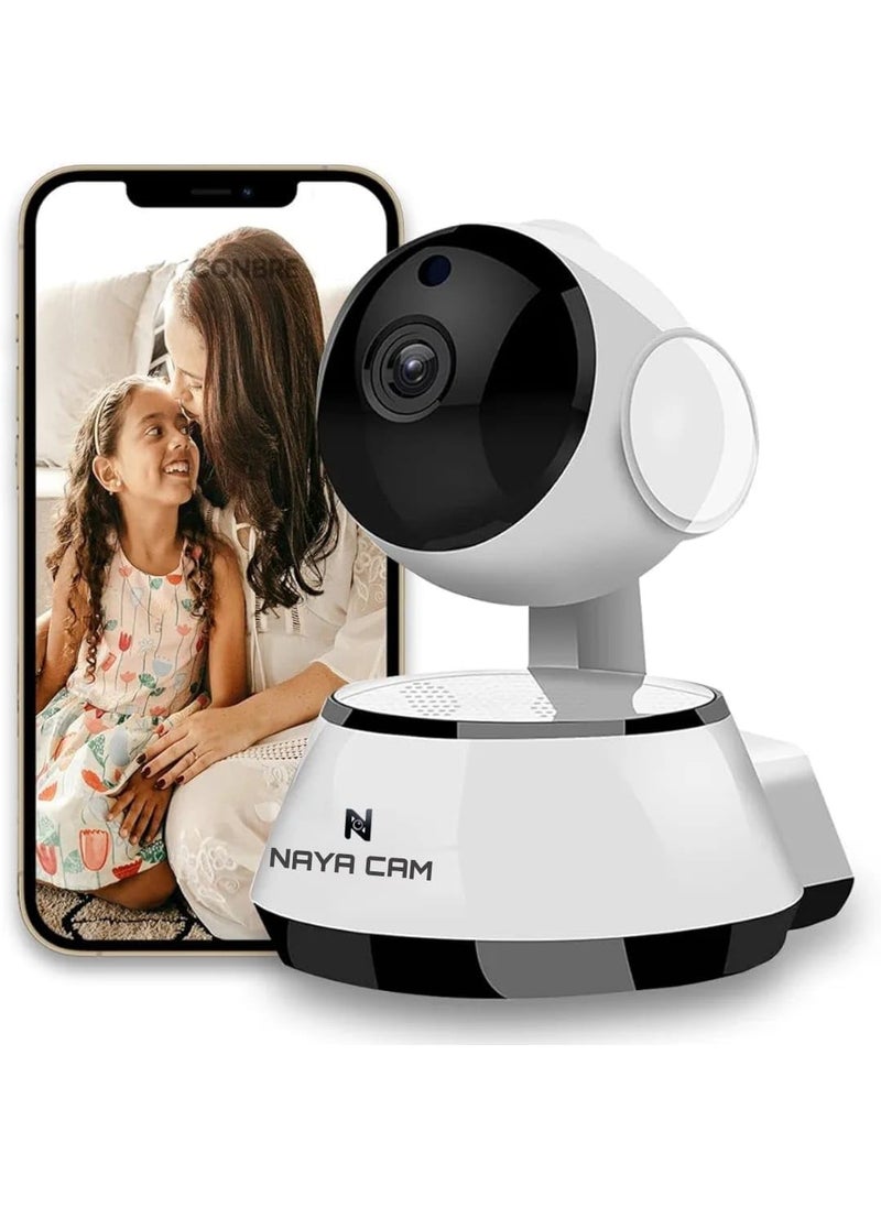 Naya Cam 2MP 355 Indoor WiFi PTZ Security Camera 6 IR LEDs Live Monitoring TwoWay Audio Infrared Night Vision IR Cut Filter SD Card Recording Builtin Alarm MultiUser Support