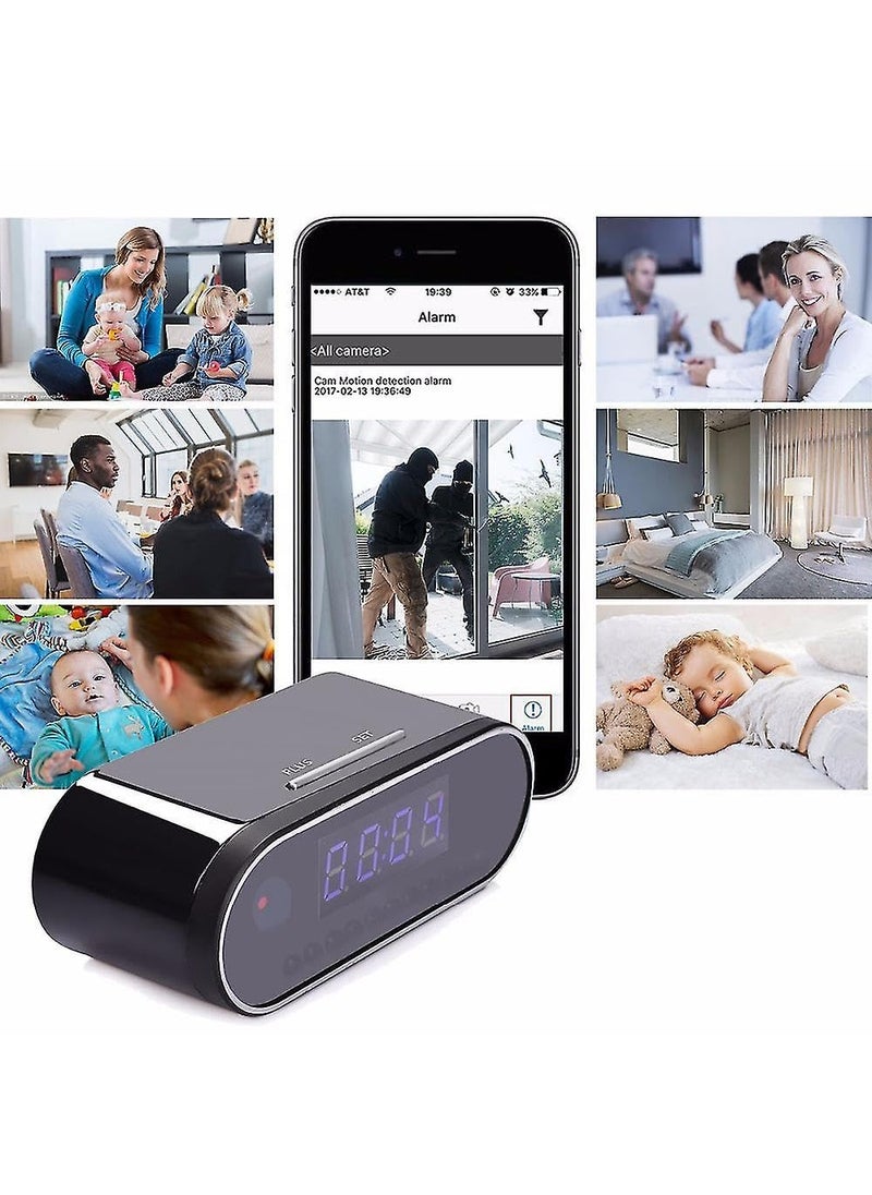 TECHNOVIEW 1080p Full HD WiFi Table Clock Security Camera Audio and Video Recording Motion Detection Low Light Vision Indoor Security Camera for Home Office