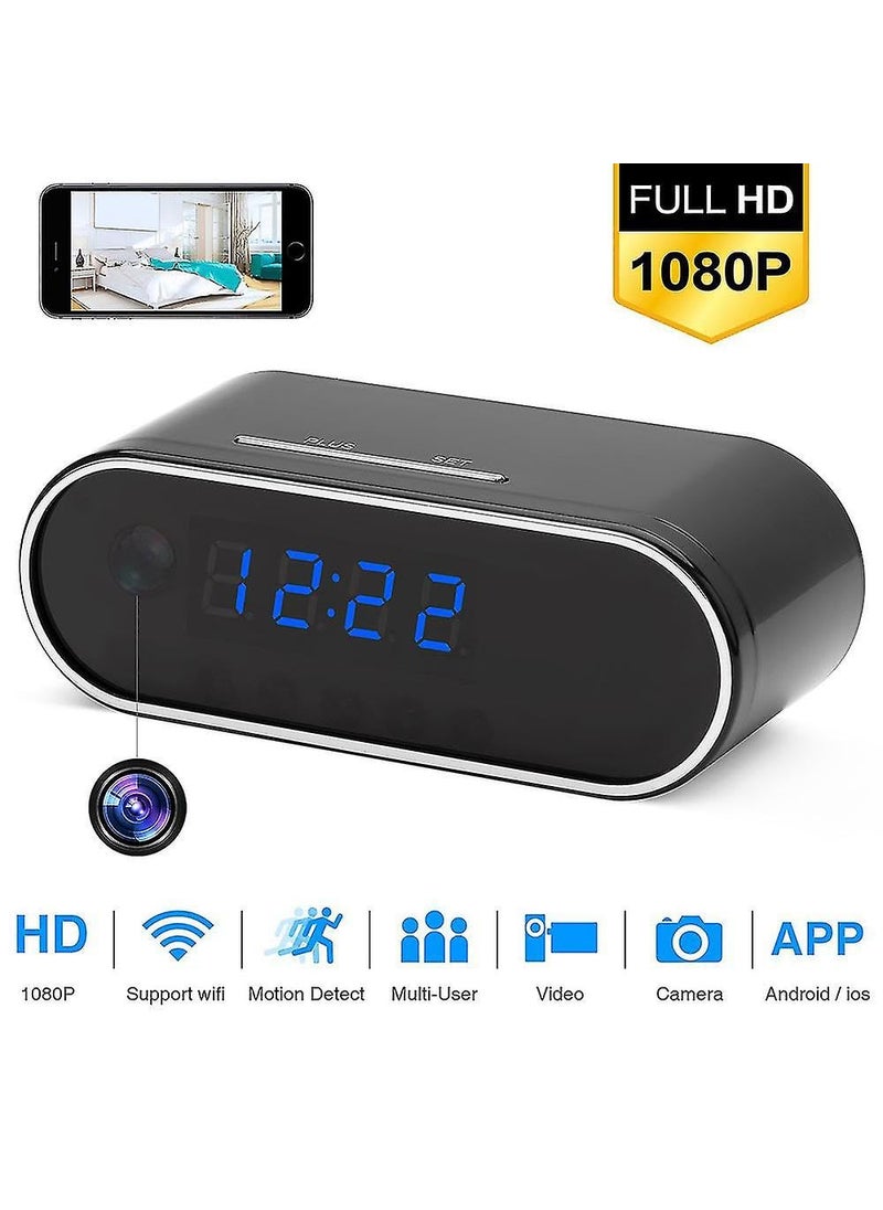 TECHNOVIEW 1080p Full HD WiFi Table Clock Security Camera Audio and Video Recording Motion Detection Low Light Vision Indoor Security Camera for Home Office