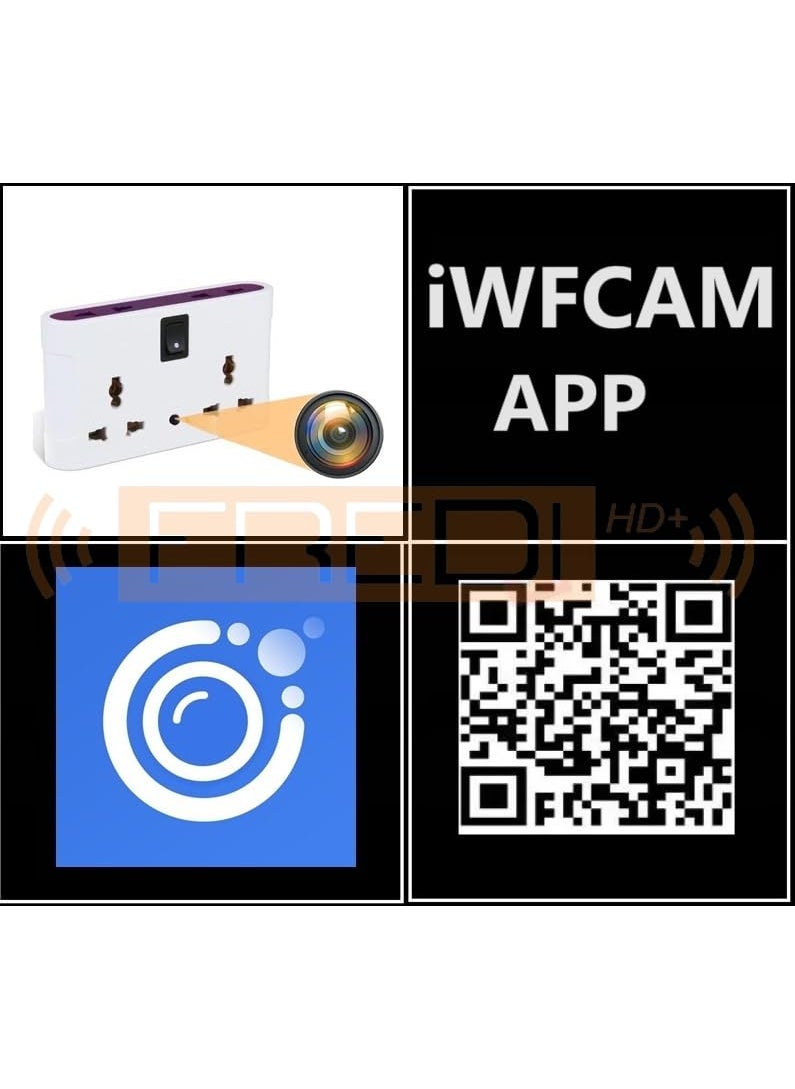FREDI HD PLUS WiFi Hidden Socket Board Wireless 1080P HD Camera Office Indoor Security Camera Home Surveillance Camera with Inbuilt 32gb SD Card iWFCam APP Hidden Camera