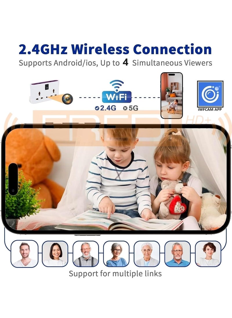 FREDI HD PLUS WiFi Hidden Socket Board Wireless 1080P HD Camera Office Indoor Security Camera Home Surveillance Camera with Inbuilt 32gb SD Card iWFCam APP Hidden Camera