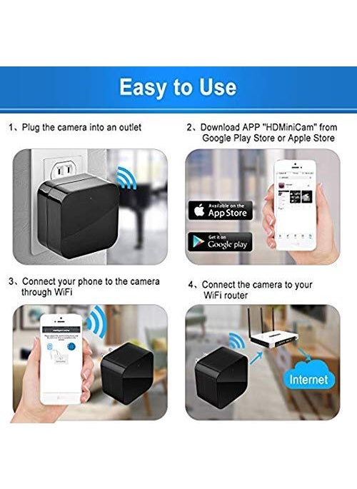 Asleesha WiFi Full HD Wireless WiFi Charger Camera Night Vision Motion Detection Secret Camera for Home Room Office Surveillance Video Audio Recording Live Streaming in App