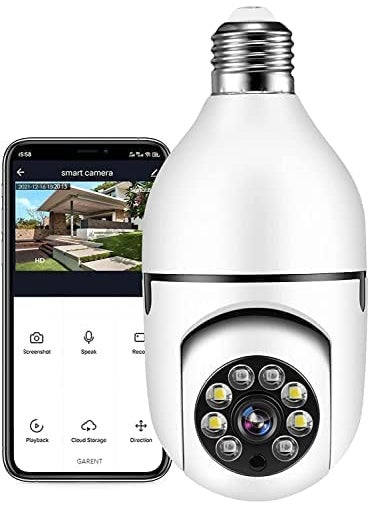 Bulb PTZ Indoor HD 1080P CCTV Wireless Camera Pan Tilt Zoom Motion Sensor LED Light B22 Bulb Holder