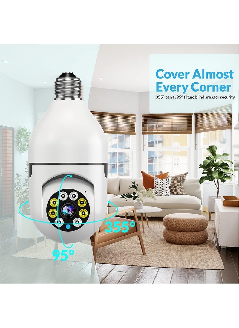 Bulb PTZ Indoor HD 1080P CCTV Wireless Camera Pan Tilt Zoom Motion Sensor LED Light B22 Bulb Holder