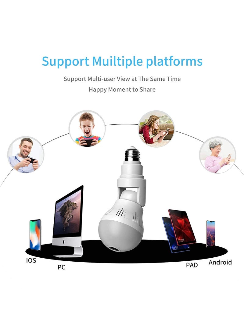 FAVONE Wireless Bulb 360 IP WiFi Camera 5mp Fisheye Vision Remoting Monitoring Home Led Bulb Light Golden