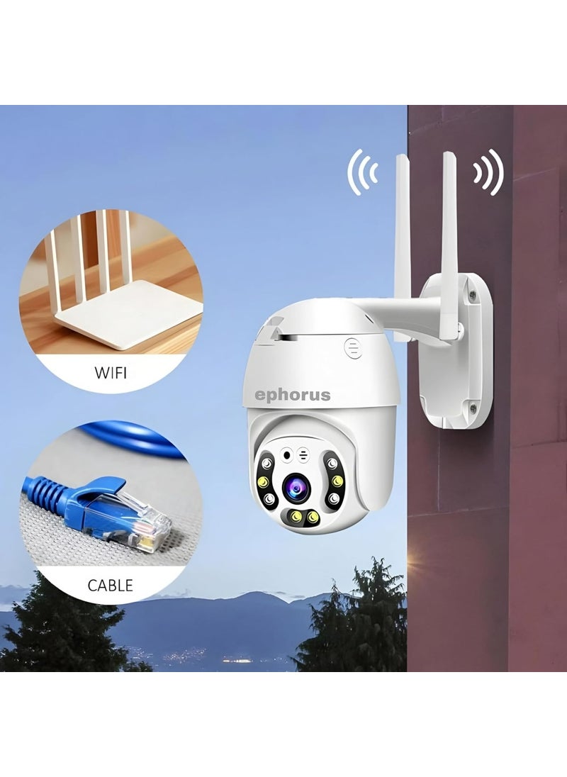 5MP Wifi Full Color Outdoor Smart Security Camera 360 with Pan Tilt Two Way Talk Human Detection Night Vision Supports SD Card Up to 128 GB