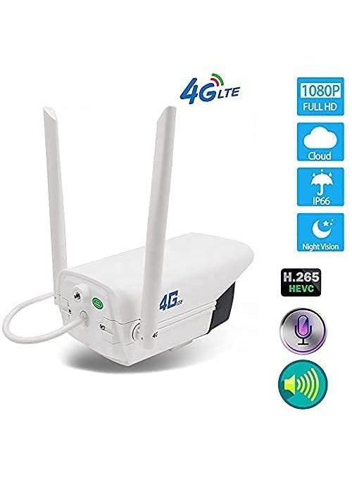 CAMERA DEKHO 4g 3g SIM Card Based WiFi Bullet Wireless Outdoor Security Camera Full HD 1080p IP66 with Night Vision 2 Way Audio Motion Detection White with Free Magnetic Spy Camera