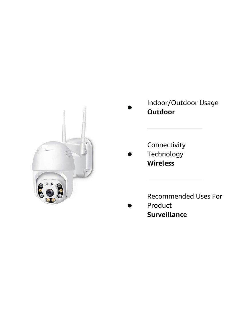 GREENEYE TECHNOLOGY GT CCTV Camera Wireless WiFi IP CCTV Security 1080p 12mp Ptz Outdoor Ip66 Waterproof Home Surveillance Camera with Motion Detection Colour Night Vision with AdapterWhite
