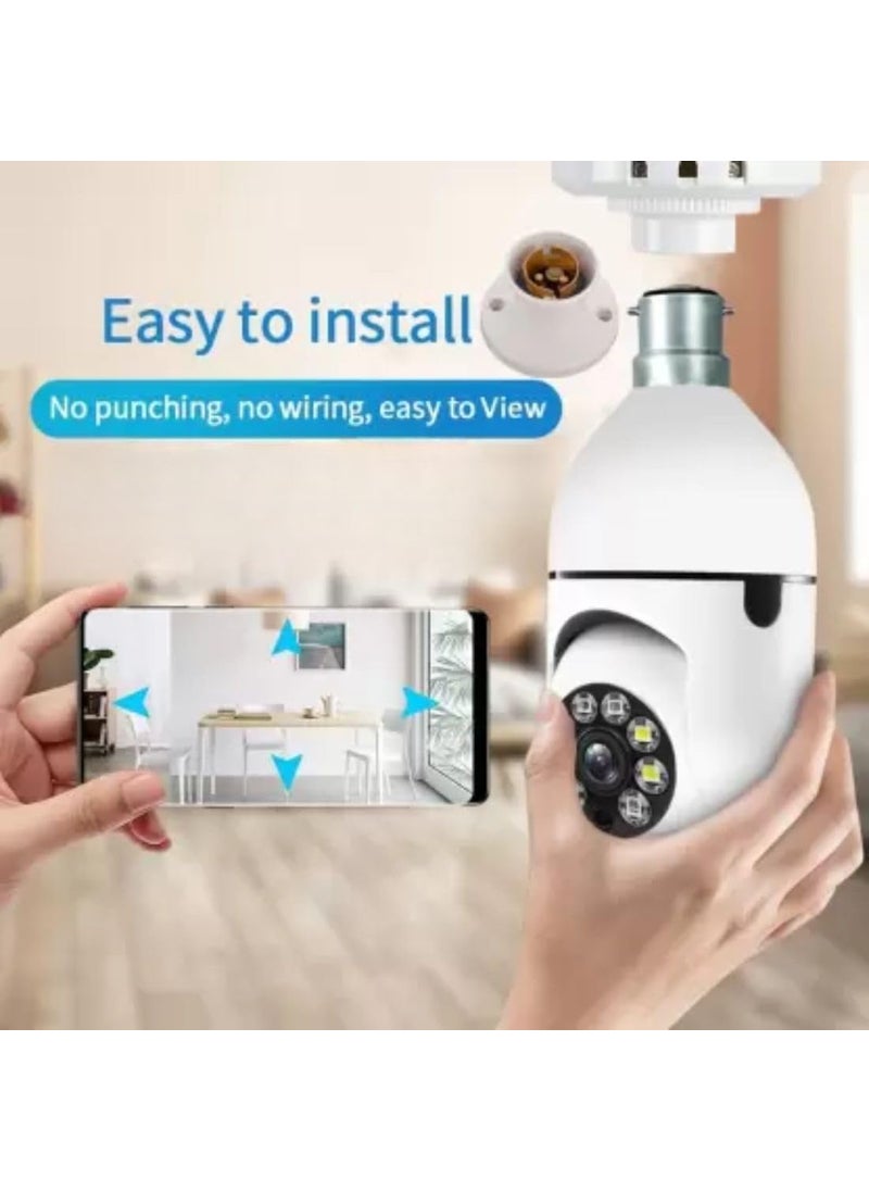 OneXsale 2in1 WiFi Light Bulb Shape CCTV Camera for Indoor HD Live View Bullet PTZ Control TwoWay Talk Color Night Vision Human Detection Supports up to 128GB SD Card Security Camera
