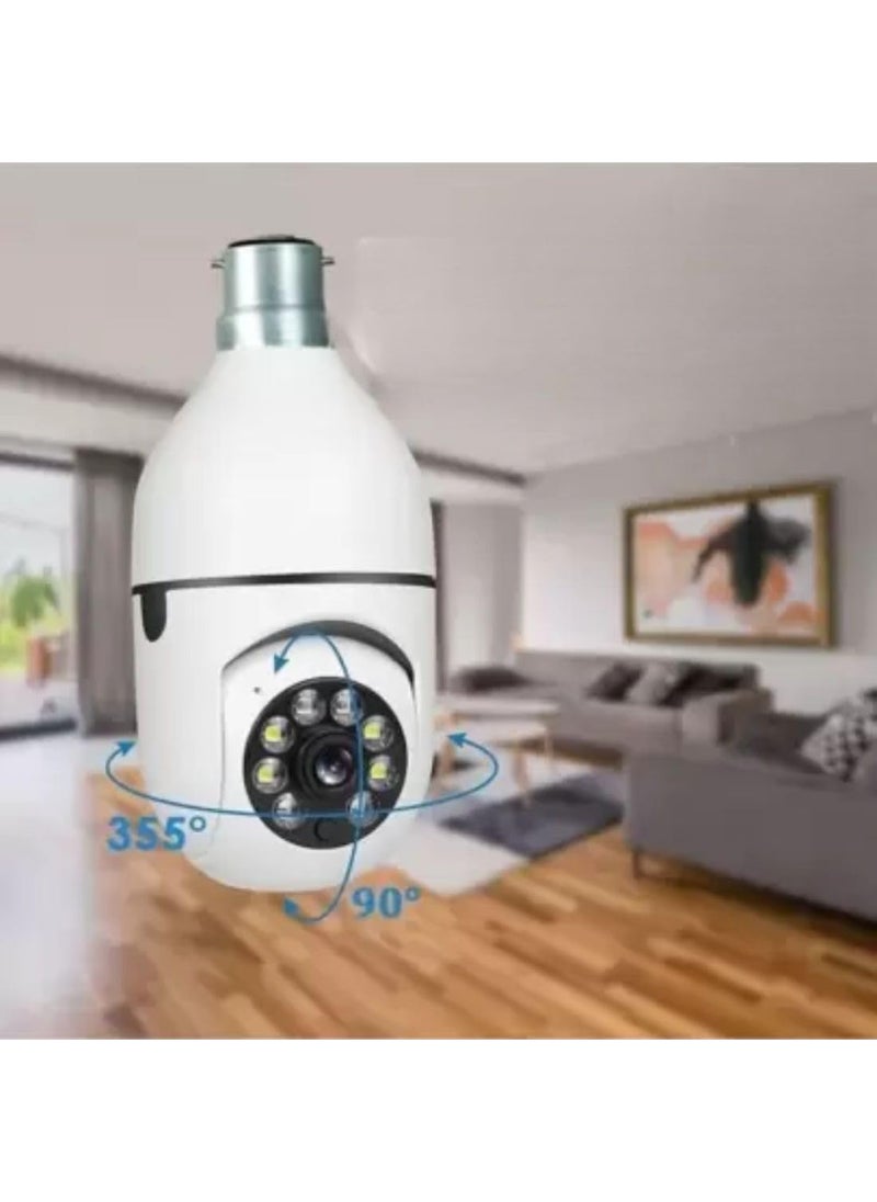 OneXsale 2in1 WiFi Light Bulb Shape CCTV Camera for Indoor HD Live View Bullet PTZ Control TwoWay Talk Color Night Vision Human Detection Supports up to 128GB SD Card Security Camera