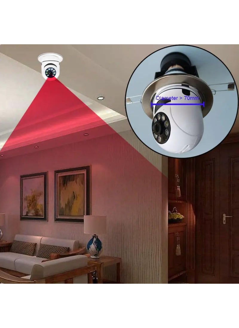 OneXsale 2in1 WiFi Light Bulb Shape CCTV Camera for Indoor HD Live View Bullet PTZ Control TwoWay Talk Color Night Vision Human Detection Supports up to 128GB SD Card Security Camera