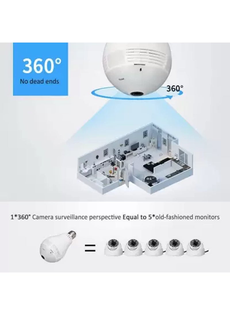 Paroxysm Spy Bulb Camera 1080P WiFi Security Camera Full HD Video and Audio Recording 360v Degrees Panoramic Camera for Home Motion Detection