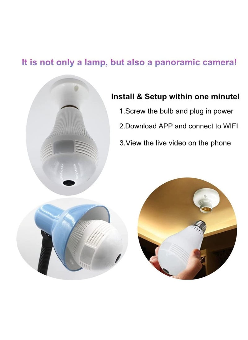 Paroxysm Spy Bulb Camera 1080P WiFi Security Camera Full HD Video and Audio Recording 360v Degrees Panoramic Camera for Home Motion Detection