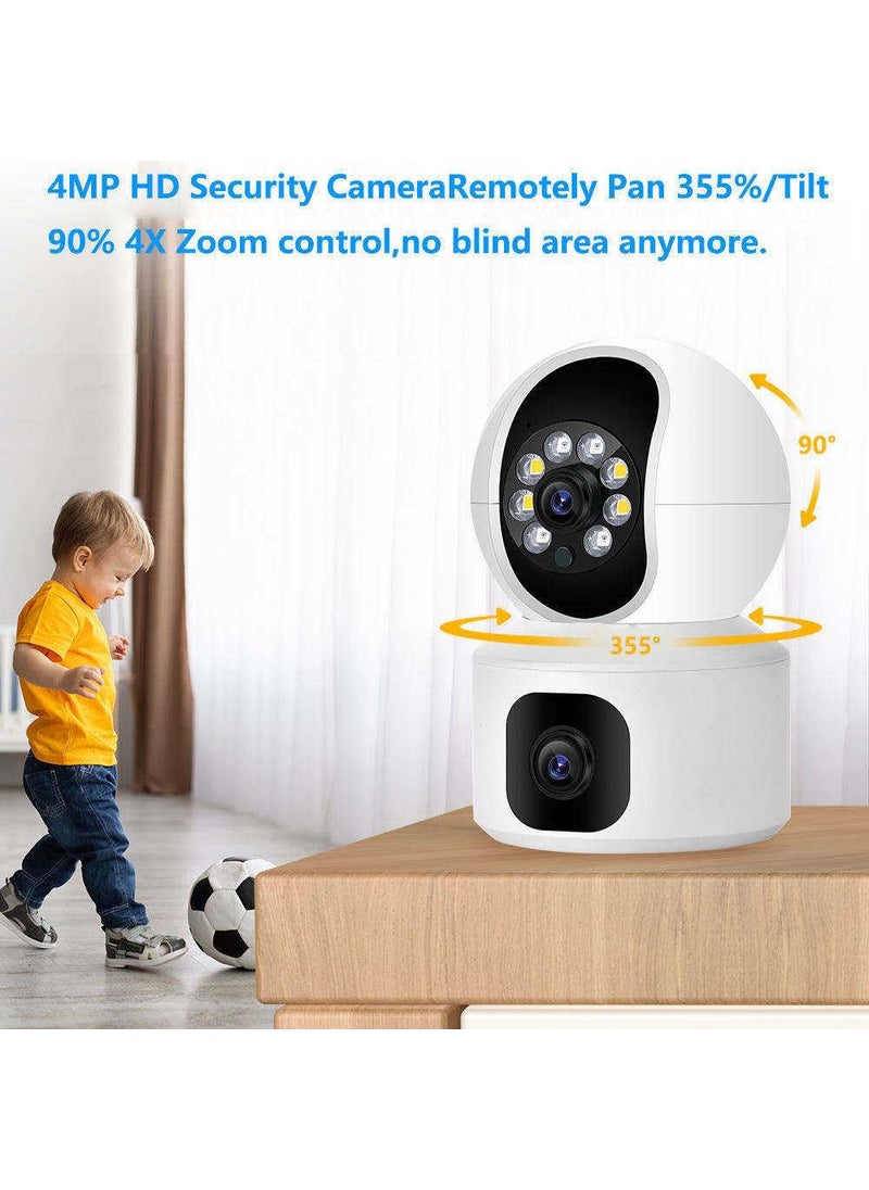 OneXsale Indoor Camera 2 Lens WiFi Cameras for Home Shop Security Night Mode Pet Camera with Phone App 3MP Indoor Security Camera Motion Detection 2Way Audio WiFi Camera Home Motion Detection