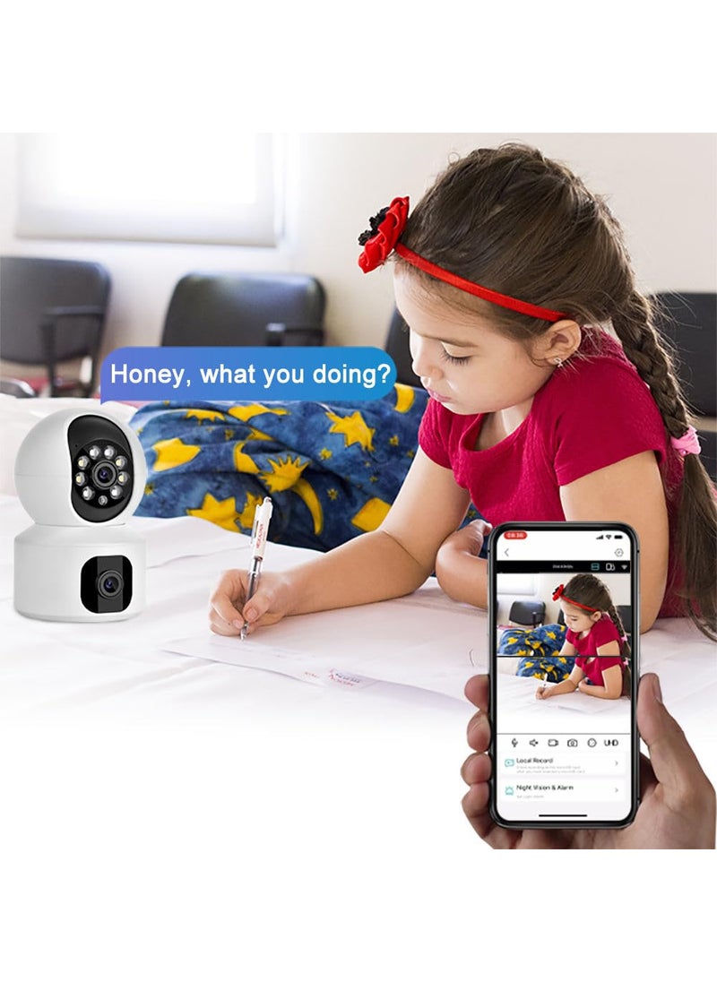 OneXsale Indoor Camera 2 Lens WiFi Cameras for Home Shop Security Night Mode Pet Camera with Phone App 3MP Indoor Security Camera Motion Detection 2Way Audio WiFi Camera Home Motion Detection