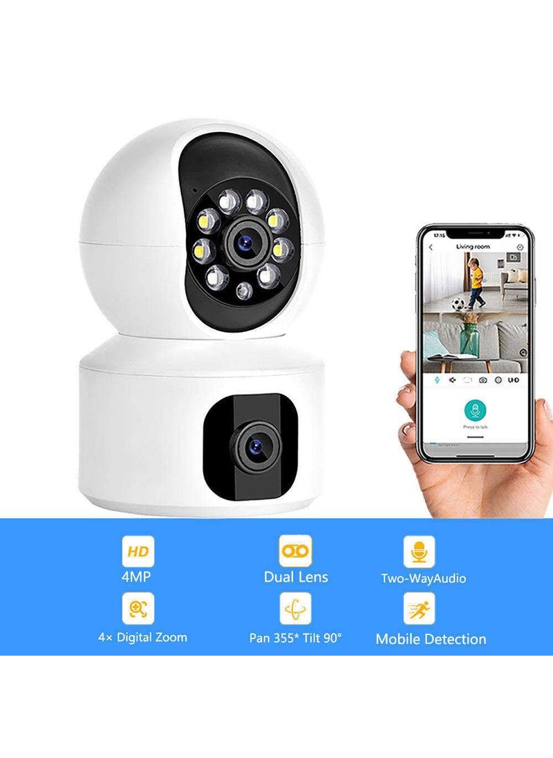 OneXsale Indoor Camera 2 Lens WiFi Cameras for Home Shop Security Night Mode Pet Camera with Phone App 3MP Indoor Security Camera Motion Detection 2Way Audio WiFi Camera Home Motion Detection