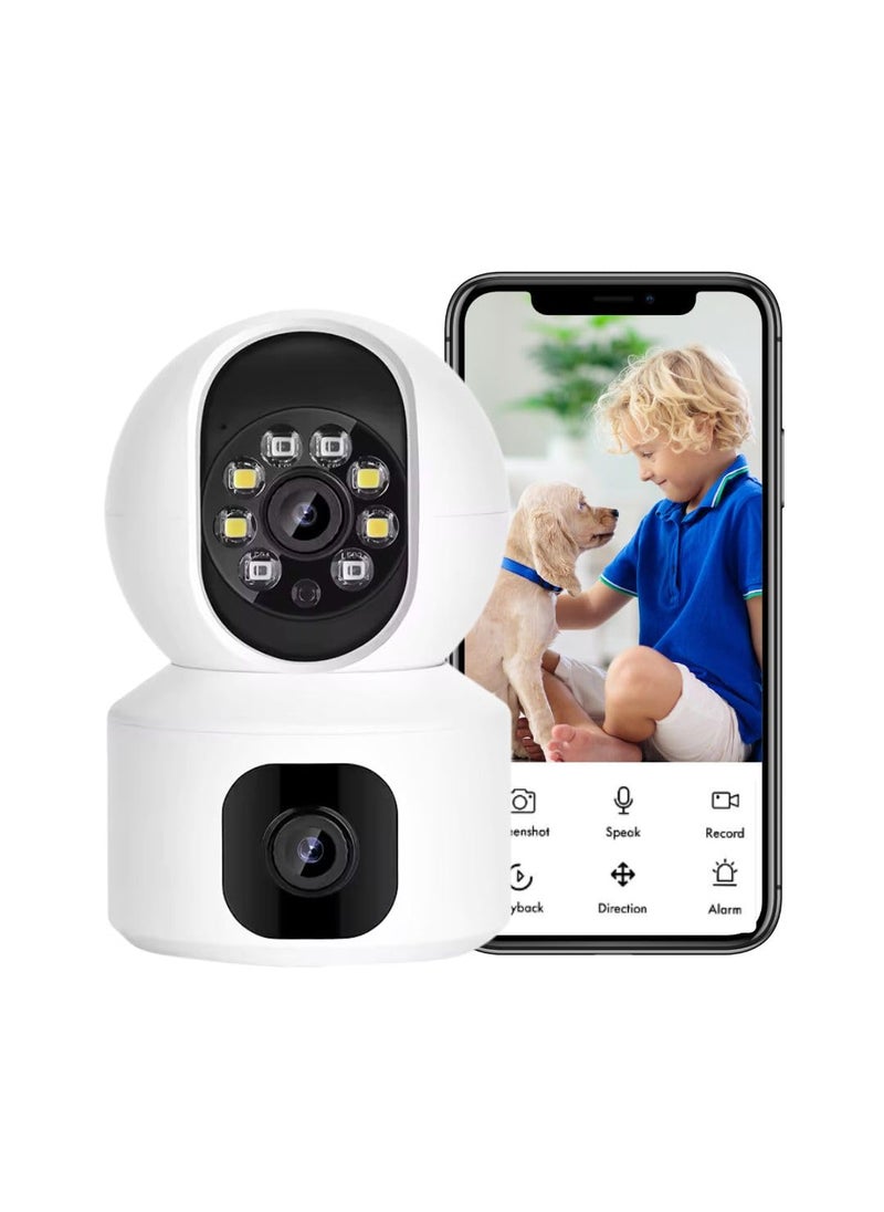 OneXsale Indoor Camera 2 Lens WiFi Cameras for Home Shop Security Night Mode Pet Camera with Phone App 3MP Indoor Security Camera Motion Detection 2Way Audio WiFi Camera Home Motion Detection
