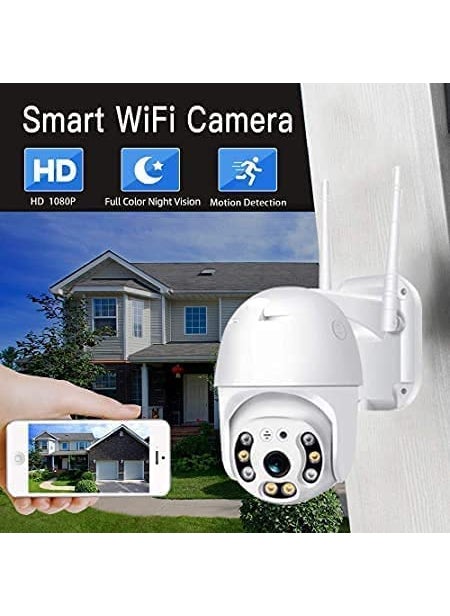GREENEYE TECHNOLOGY GT CCTV Camera Wireless WiFi IP CCTV Security 1080p 12mp Ptz Outdoor Ip66 Waterproof Home Surveillance Camera with Motion Detection Colour Night Vision with AdapterWhite