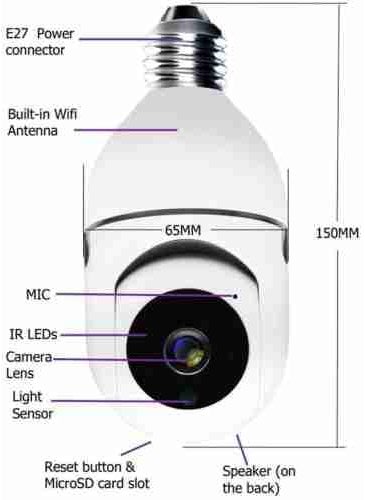 CAMERA DEKHO WiFi Full Ultra HD CCTV Wireless Bulb Camera 1080p Indoor 360 Night Vision Smart Home Sensor Auto Tracking Smart Motion Human Detection and Alarm Two Way Audio Remote Viewing_133_131