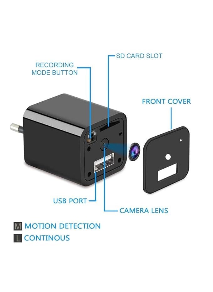 SIFA TECH 1080P HD Hidden USB Charger Camera Type 32GB SD Support Loop MotionTriggered RecordingOption Deal for Home Office Monitoring NonWiFi