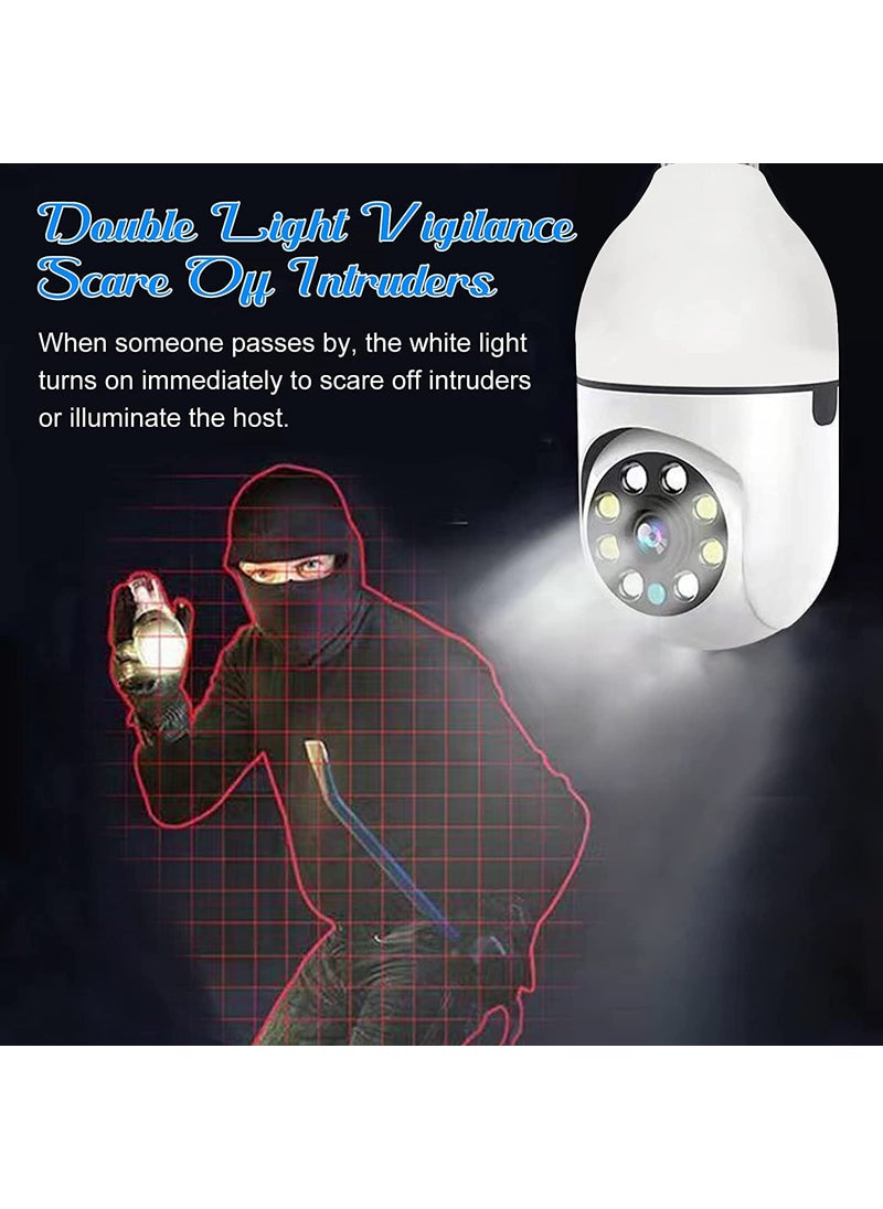 WiFi CCTV Camera 1080p Wireless Bulb Shape PTZ V380 Pro Indoor 360 Smart Home Security Camera Light Vision 24x7 Continuous Recording with Motion Sensor LED